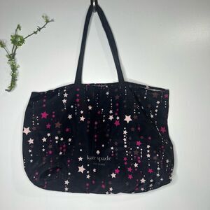 Kate Spade Fabric Weekender Tote Bag Black Purple